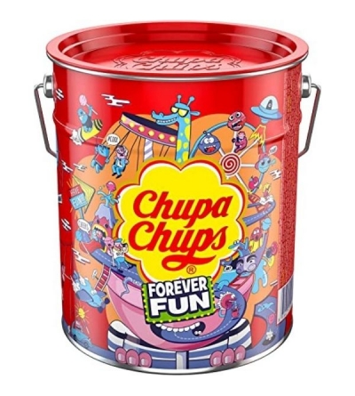 Chupa Chups Forever Fun metalen emmer - 150 stuks-1,8 kilo