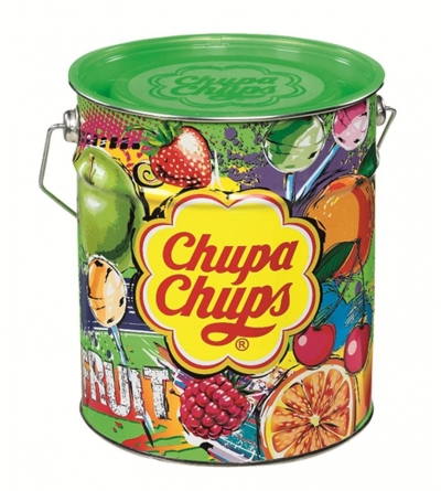 Chupa Chups vruchten metalen emmer - 150 stuks-1,8 kilo
